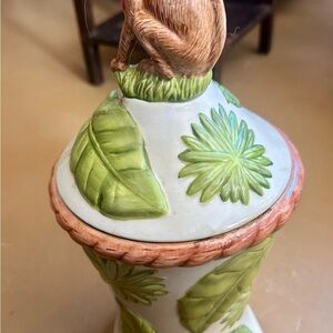 Tropical Green and Brown Monkey Decor Jar